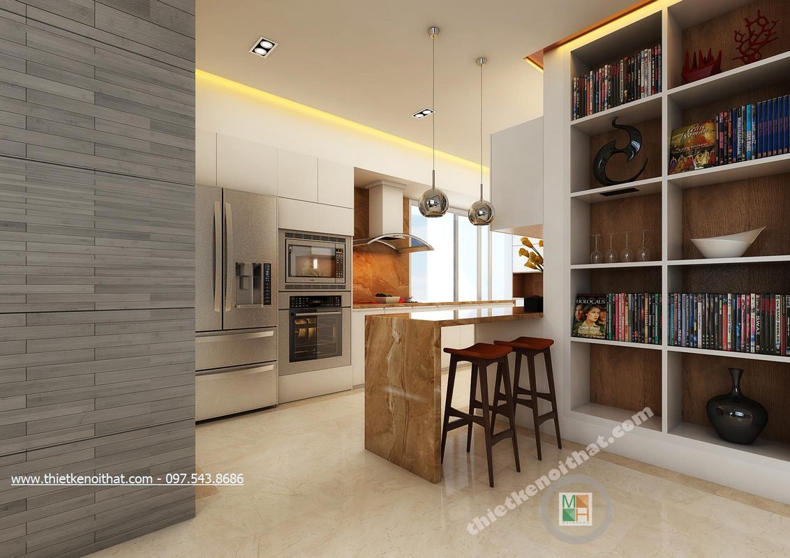 Thiết kế nội thất phòng làm việc chung cư Duplex Mandarin Garden Cầu Giấy Hà Nội